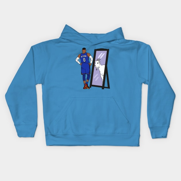 Russell Westbrook Mirror GOAT (Oklahoma City) Kids Hoodie by rattraptees